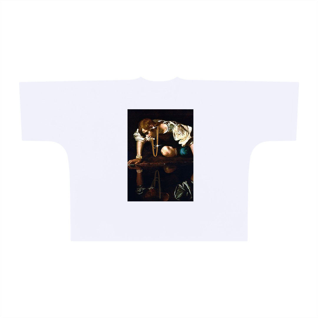 Grey Gradient Narcissus White T-Shirt