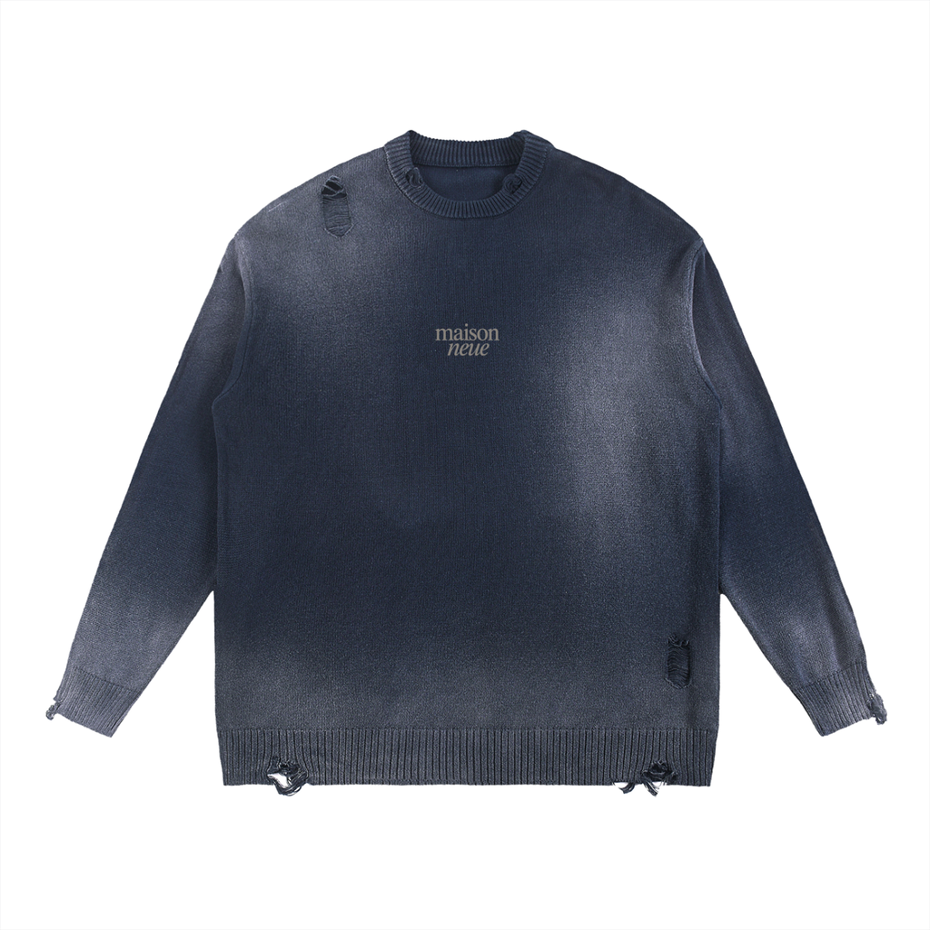 Sun Fade Distressed Ripped Crewneck sweater